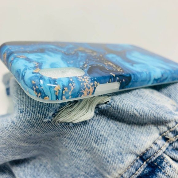 Blue Black Gold Marble Print iPhone Case NEW 7/8 7/8 Plus XS Max - Picture 3 of 5